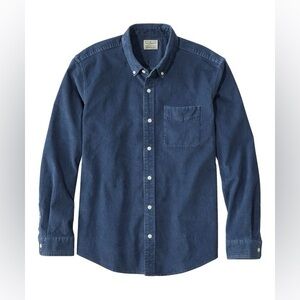 L.L. Bean Shirt Mens M Blue Comfort Stretch Corduroy Traditional Untucked Fit